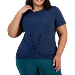 ID Ideology Women Regular fit Short Sleeve T-Shirt Shirt Blue Solid New